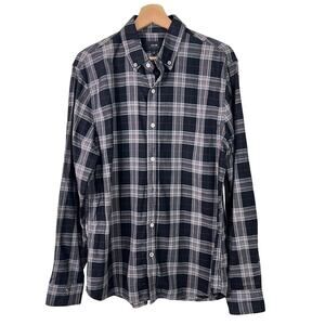 Joe's Collection by Joe's Jeans Mens Black Plaid Button Down Cotton Shirt Medium